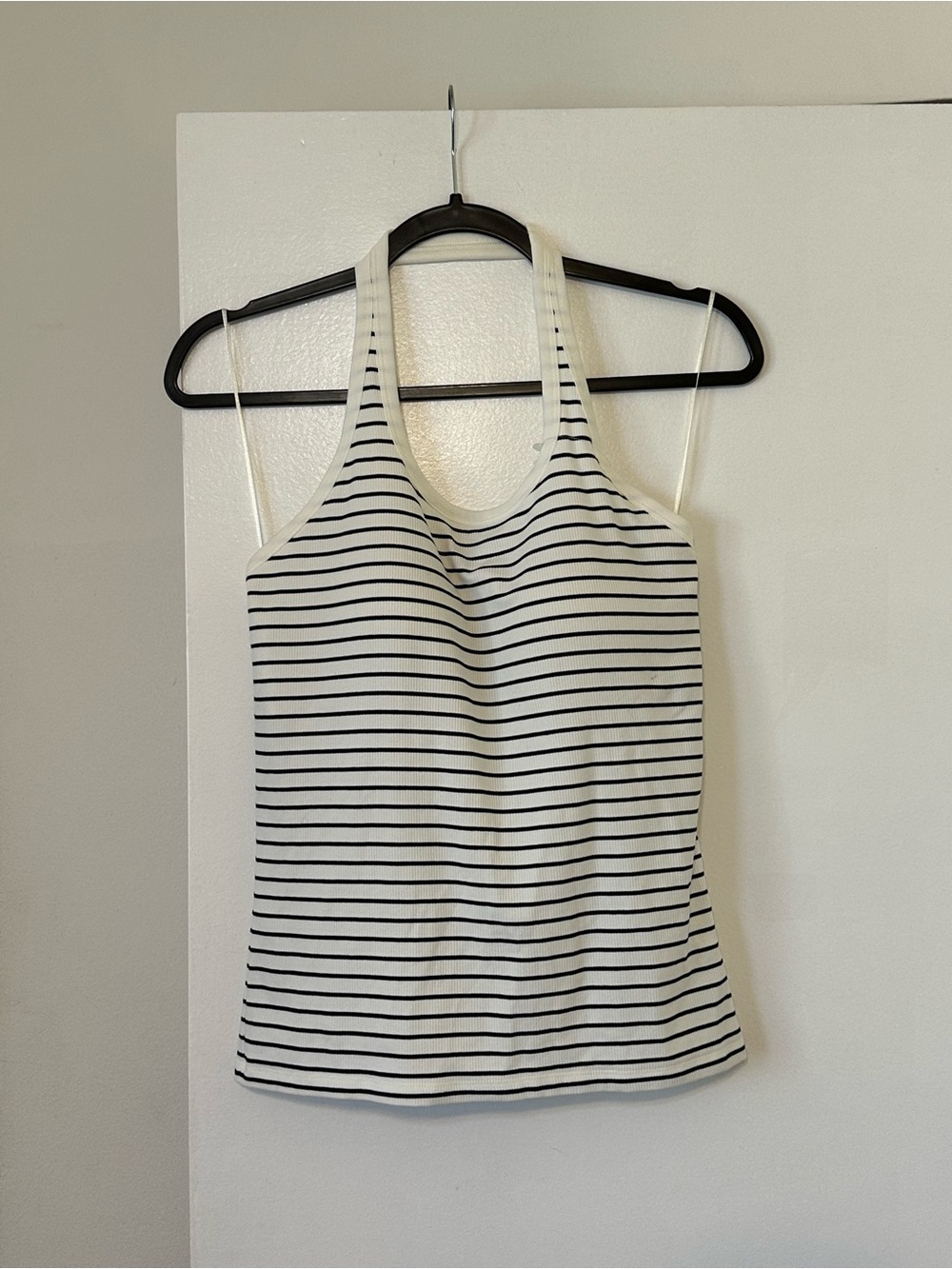 Uniqlo White Tank Top with Black Stripes